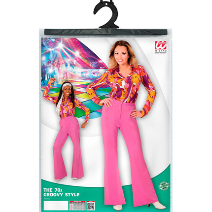 e-carnavalskleding-SYK Jaren 70 disco broek Groovy paars