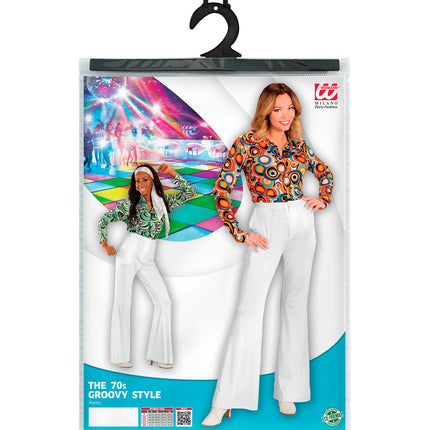e-carnavalskleding-SYK Jaren 70 disco broek Groovy wit