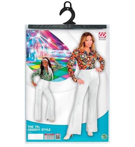 e-carnavalskleding-SYK Jaren 70 disco broek Groovy wit
