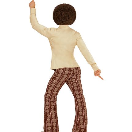 e-carnavalskleding-SYK Jaren 70 disco hemd Groovy beige