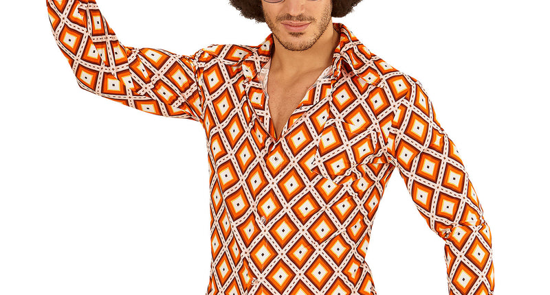 e-carnavalskleding-SYK Jaren 70 disco hemd Groovy geruit