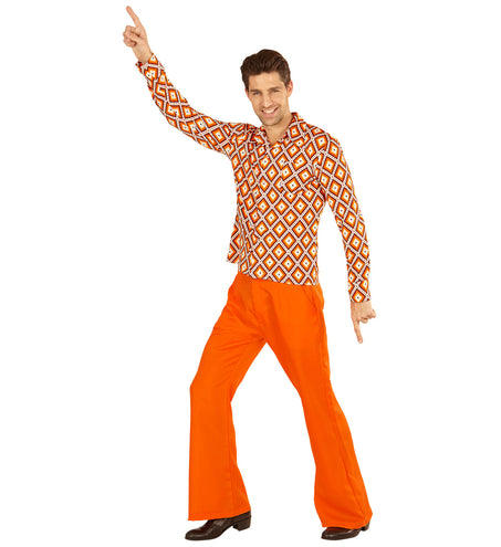 e-carnavalskleding-SYK Jaren 70 disco hemd Groovy geruit