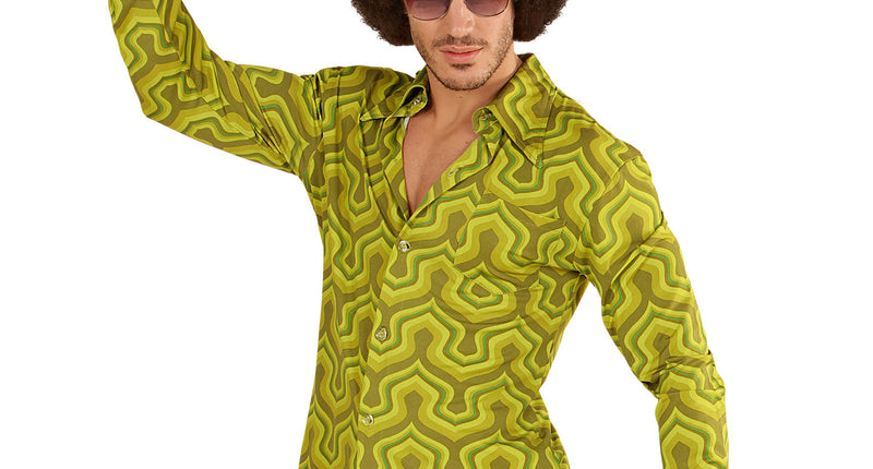 e-carnavalskleding-SYK Jaren 70 disco hemd Groovy groen