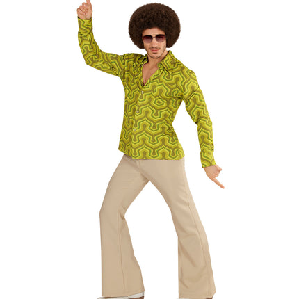 e-carnavalskleding-SYK Jaren 70 disco hemd Groovy groen
