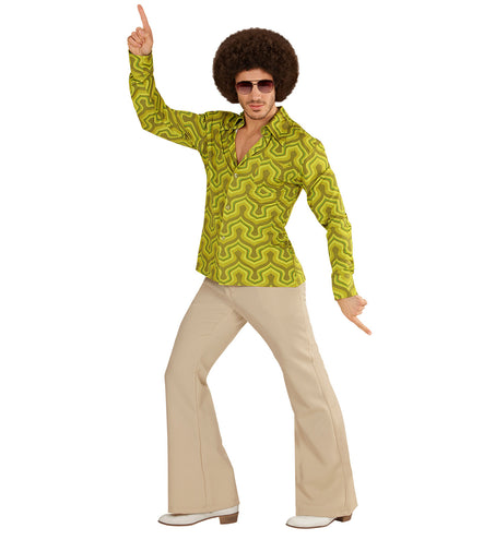 e-carnavalskleding-SYK Jaren 70 disco hemd Groovy groen