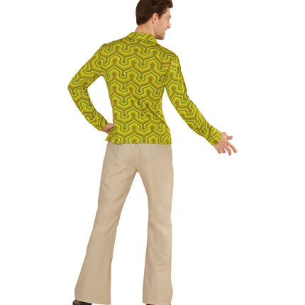 e-carnavalskleding-SYK Jaren 70 disco hemd Groovy groen