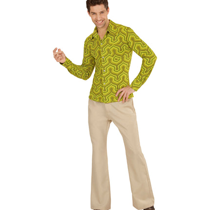 e-carnavalskleding-SYK Jaren 70 disco hemd Groovy groen