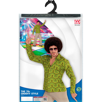 e-carnavalskleding-SYK Jaren 70 disco hemd Groovy groen