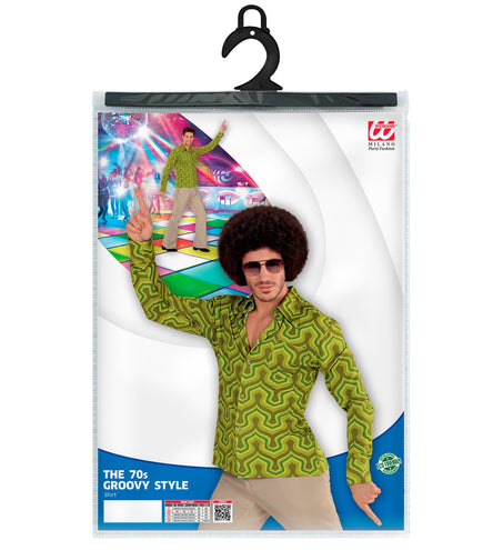 e-carnavalskleding-SYK Jaren 70 disco hemd Groovy groen