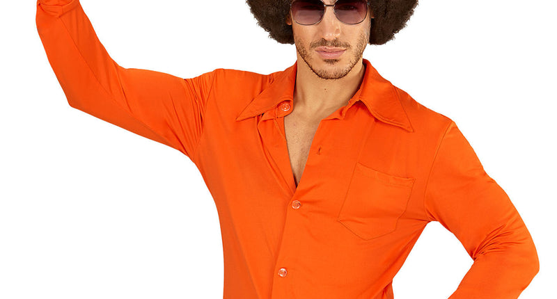 e-carnavalskleding-SYK Jaren 70 disco hemd Groovy oranje