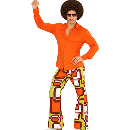 e-carnavalskleding-SYK Jaren 70 disco hemd Groovy oranje