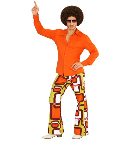 e-carnavalskleding-SYK Jaren 70 disco hemd Groovy oranje