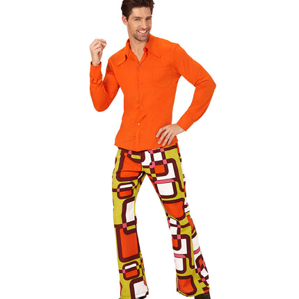 e-carnavalskleding-SYK Jaren 70 disco hemd Groovy oranje