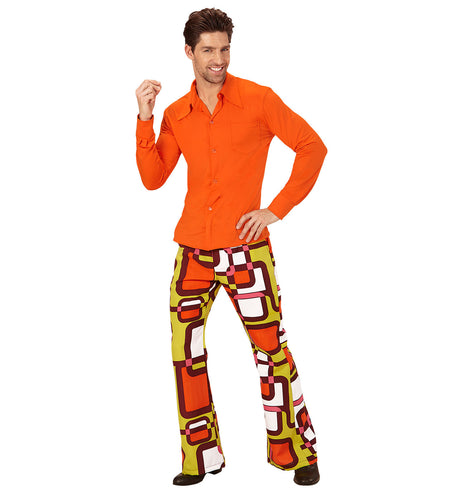 e-carnavalskleding-SYK Jaren 70 disco hemd Groovy oranje