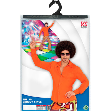 e-carnavalskleding-SYK Jaren 70 disco hemd Groovy oranje