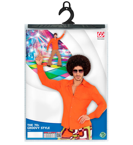 e-carnavalskleding-SYK Jaren 70 disco hemd Groovy oranje