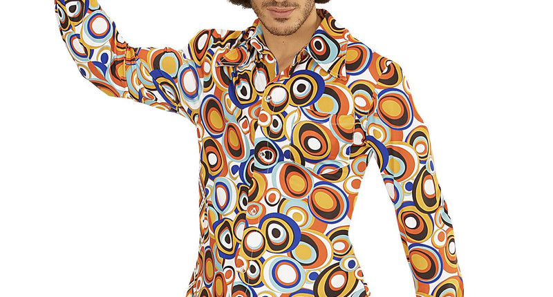 e-carnavalskleding-SYK Jaren 70 disco hemd Groovy rondjes