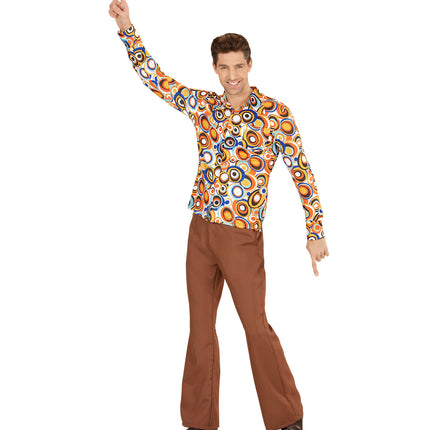 e-carnavalskleding-SYK Jaren 70 disco hemd Groovy rondjes