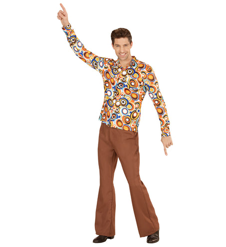 e-carnavalskleding-SYK Jaren 70 disco hemd Groovy rondjes