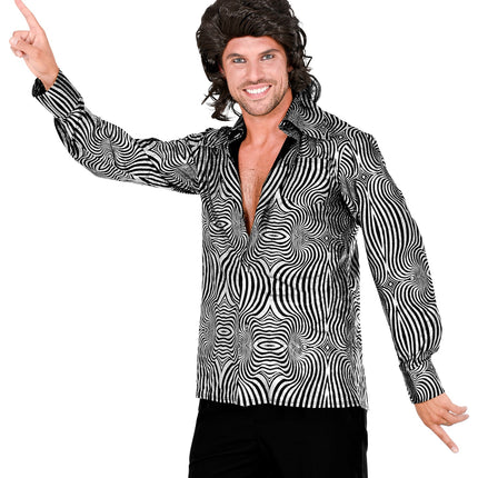 e-carnavalskleding-SYK Jaren 70 disco shirt zilver heren