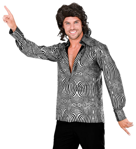 e-carnavalskleding-SYK Jaren 70 disco shirt zilver heren