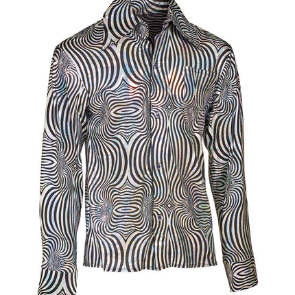 e-carnavalskleding-SYK Jaren 70 disco shirt zilver heren