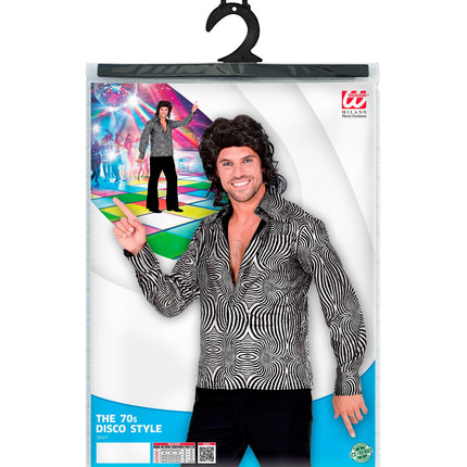 e-carnavalskleding-SYK Jaren 70 disco shirt zilver heren