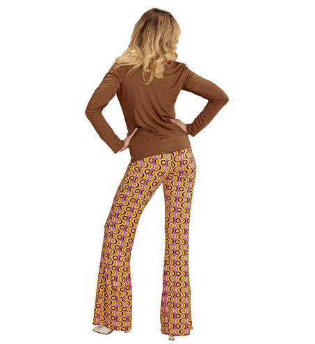e-carnavalskleding-SYK Jaren 70 discoshirt Groovy bruin