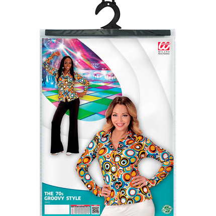 e-carnavalskleding-SYK Jaren 70 discoshirt Groovy Cirkels