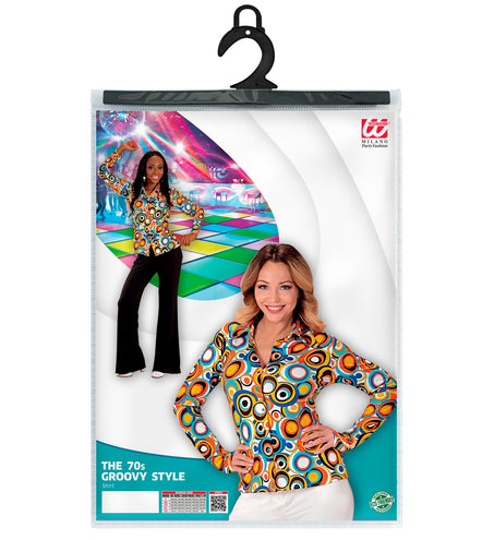 e-carnavalskleding-SYK Jaren 70 discoshirt Groovy Cirkels