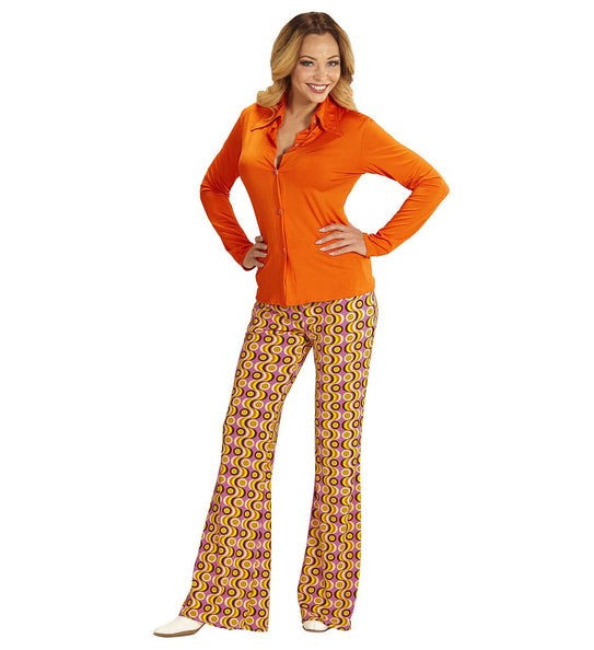 e-carnavalskleding-SYK Jaren 70 discoshirt Groovy oranje