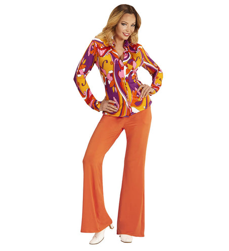 e-carnavalskleding-SYK Jaren 70 discoshirt Groovy Orchidee