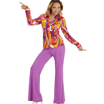 e-carnavalskleding-SYK Jaren 70 discoshirt Groovy Orchidee