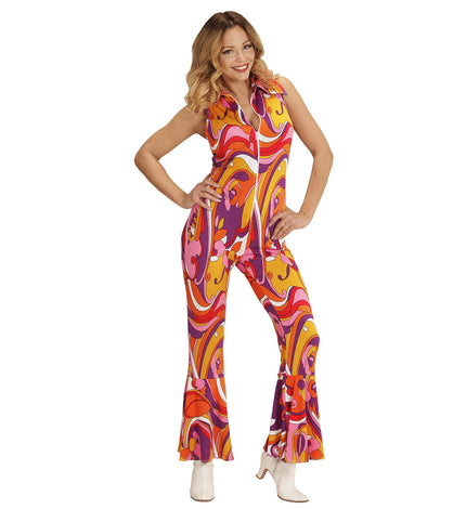 e-carnavalskleding-SYK Jaren 70 jumpsuit groovy Orchidee
