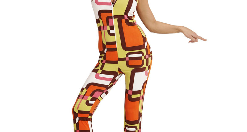 e-carnavalskleding-SYK Jaren 70 jumpsuit groovy vlakken