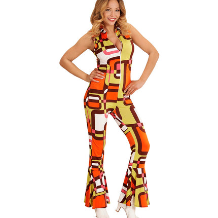 e-carnavalskleding-SYK Jaren 70 jumpsuit groovy vlakken