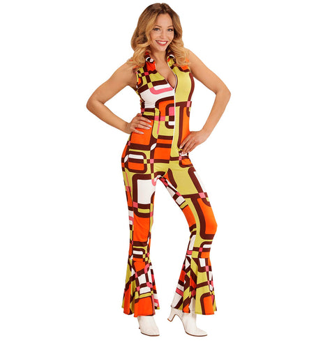 e-carnavalskleding-SYK Jaren 70 jumpsuit groovy vlakken