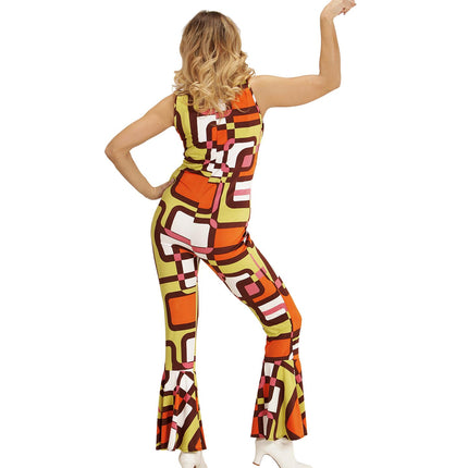 e-carnavalskleding-SYK Jaren 70 jumpsuit groovy vlakken