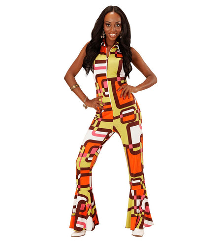 e-carnavalskleding-SYK Jaren 70 jumpsuit groovy vlakken