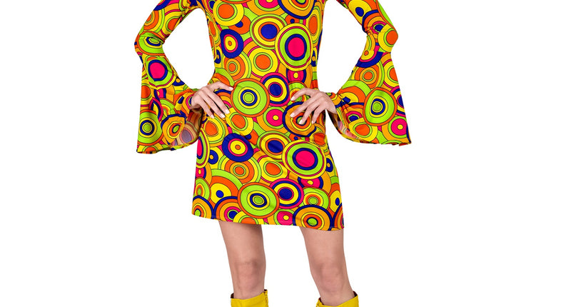 e-carnavalskleding-SYK Jaren 70 jurk groovy cirkels