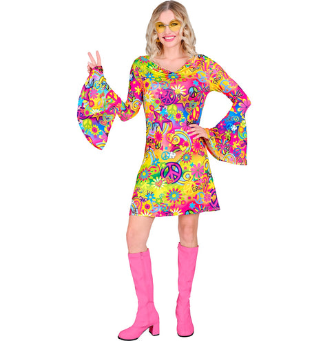 e-carnavalskleding-SYK Jaren 70 jurk love&peace