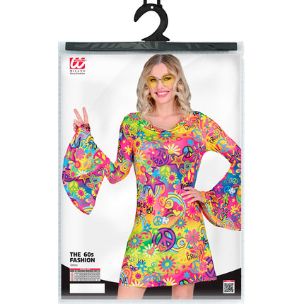 e-carnavalskleding-SYK Jaren 70 jurk love&peace