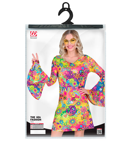 e-carnavalskleding-SYK Jaren 70 jurk love&peace