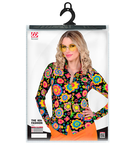 e-carnavalskleding-SYK Jaren 70 shirt bloemenfeest dames