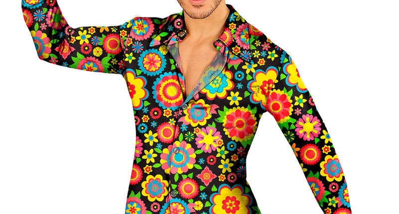 e-carnavalskleding-SYK Jaren 70 shirt bloemenfeest heren