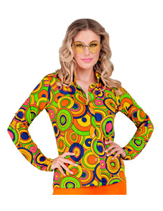 e-carnavalskleding-SYK Jaren 70 shirt groovy cirkels dames