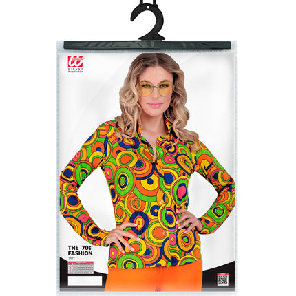 e-carnavalskleding-SYK Jaren 70 shirt groovy cirkels dames