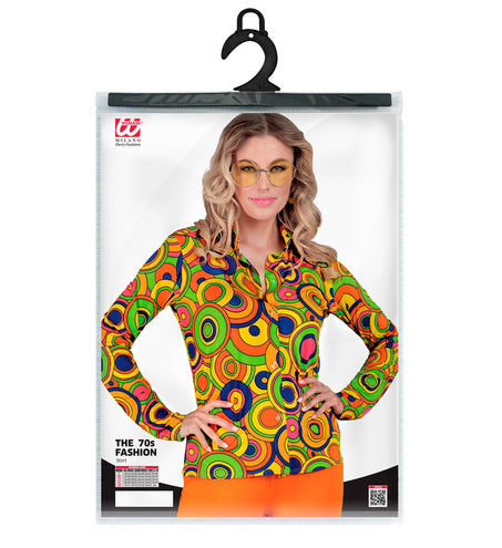 e-carnavalskleding-SYK Jaren 70 shirt groovy cirkels dames
