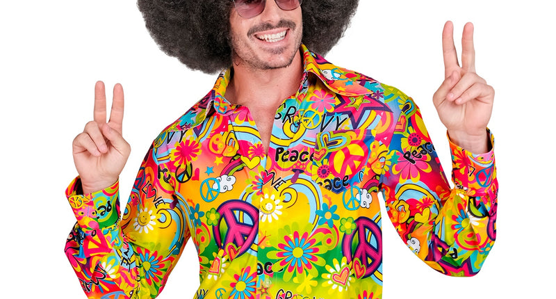 e-carnavalskleding-SYK Jaren 70 shirt love&peace heren