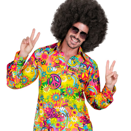 e-carnavalskleding-SYK Jaren 70 shirt love&peace heren